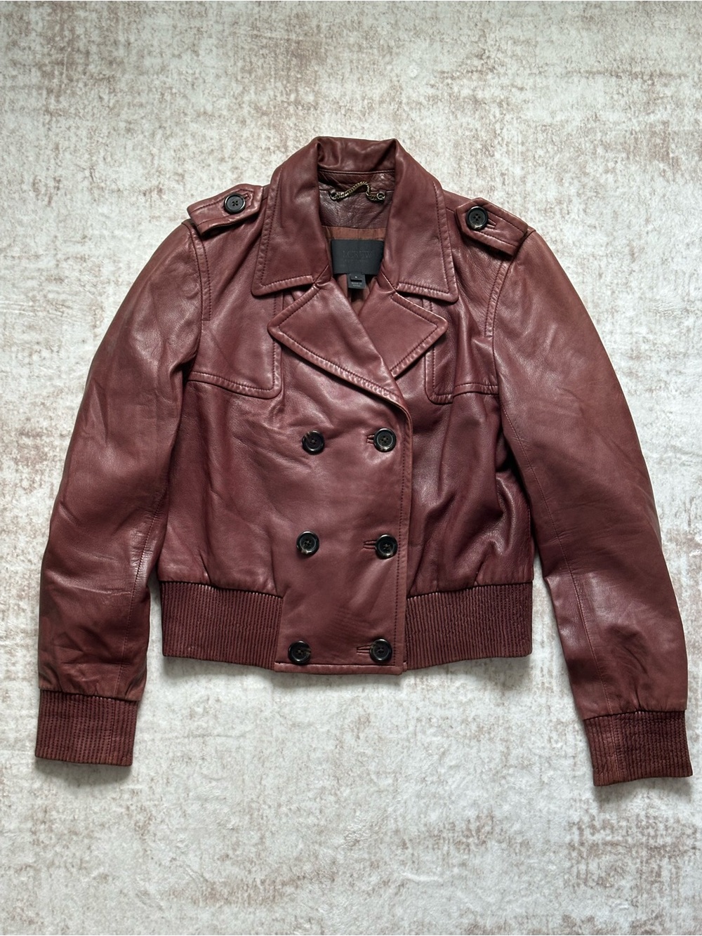 J.Crew Collection Leather Bomber in Burgundy - EUC - Picture 6 of 9